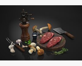 Steak Preparation Set 3D 모델 