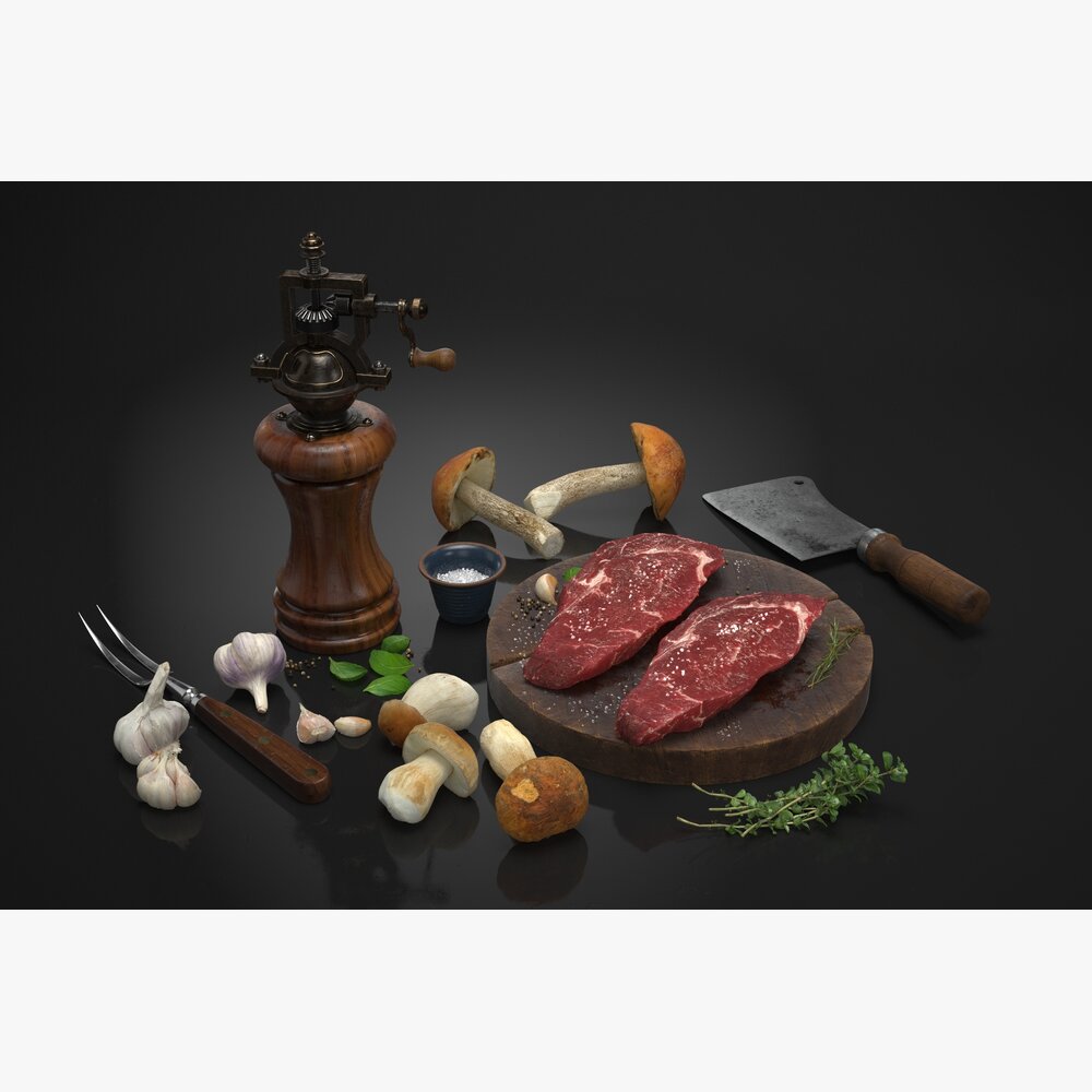 Steak Preparation Set 3D 모델 