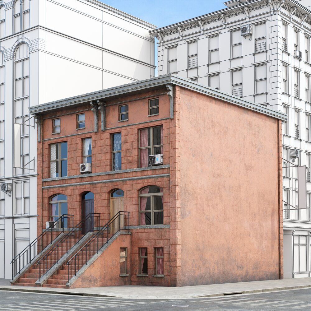 Urban Two-Storey Building Facade 3D 모델 