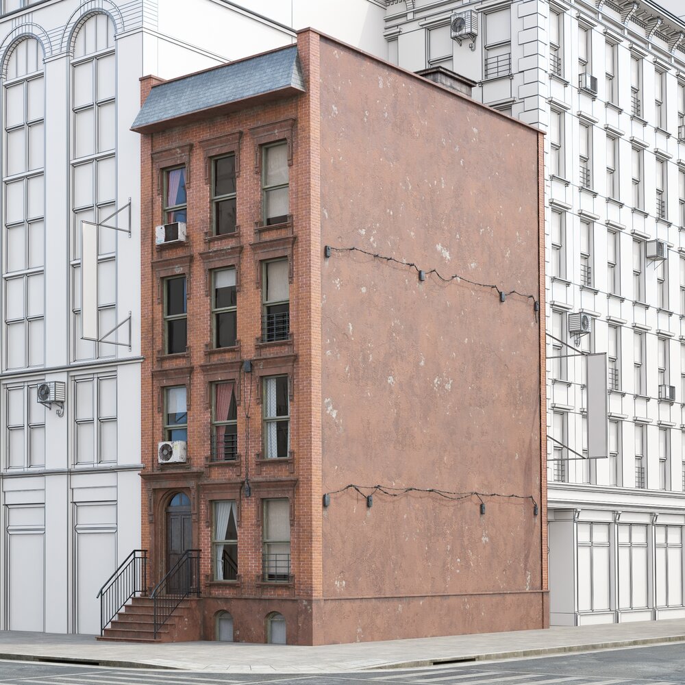 Narrow Urban Four-Story Building 3D-Modell