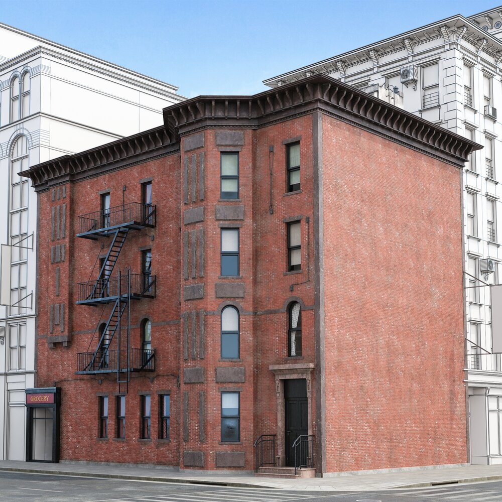 Urban Brownstone Building 3D-Modell