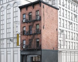 Narrow Urban Brick Building 3D模型