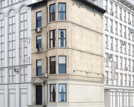 Urban Corner Building with White Facade Brick 3D model