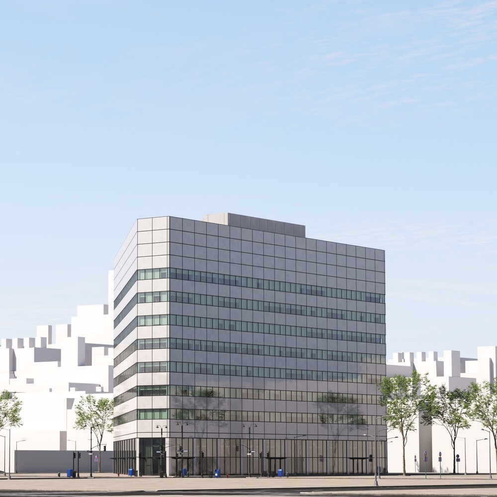 City Contemporary Office Building Facade 3D-Modell