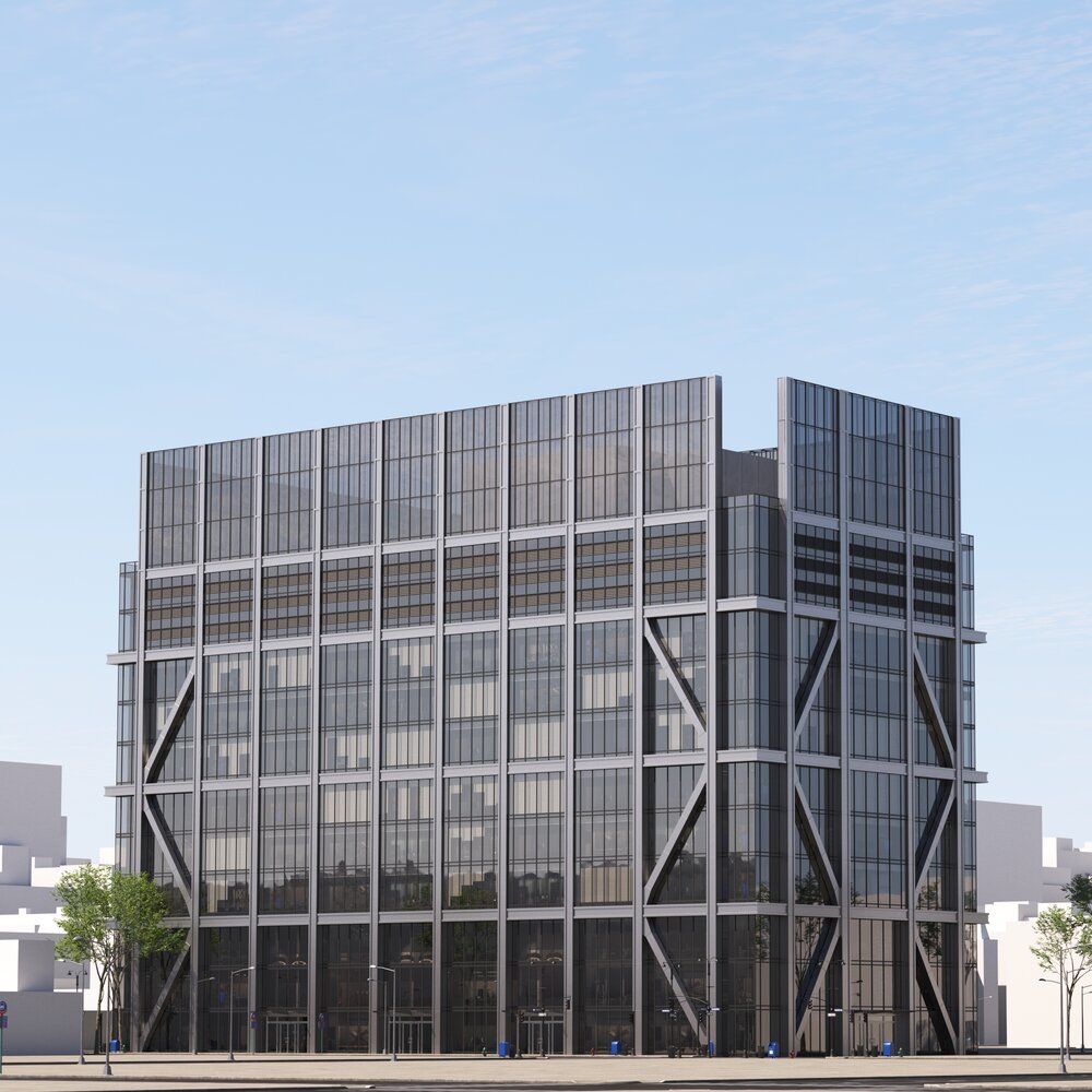 City Office Modern Building Facade 3D 모델 