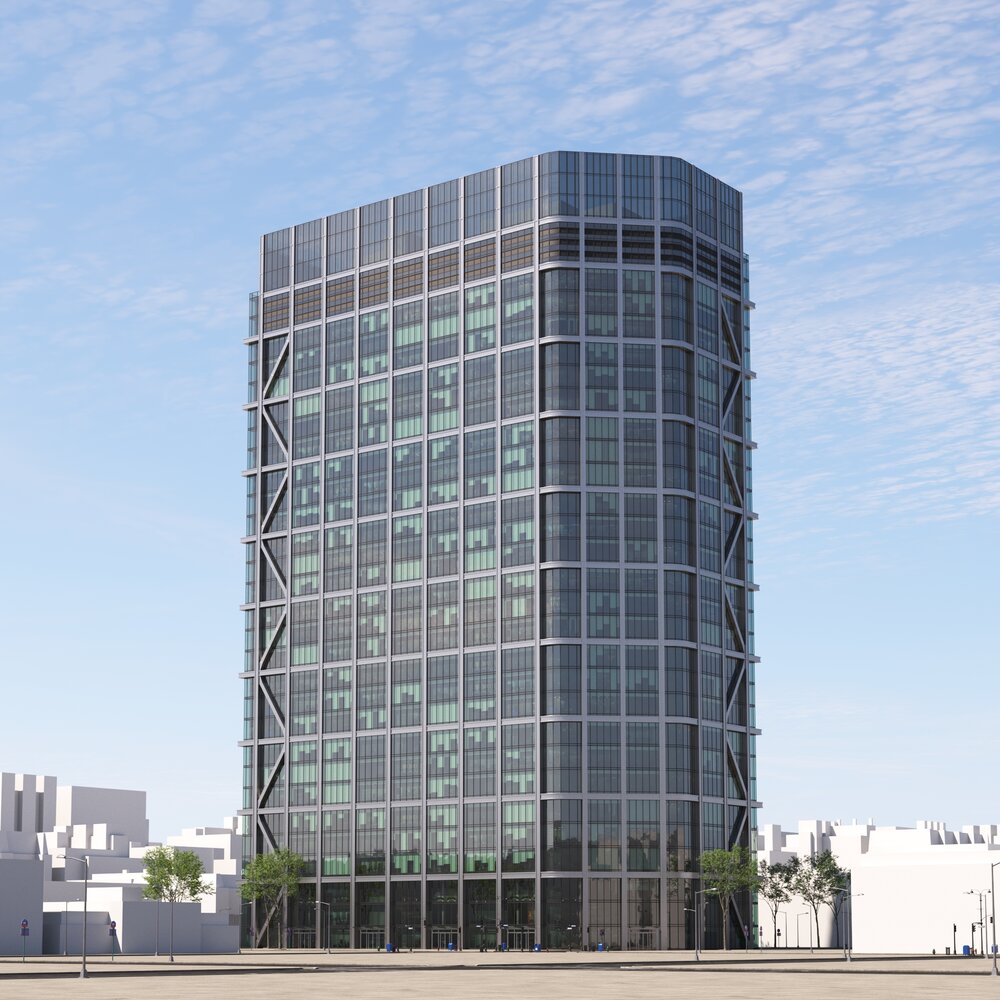 Modern High-Rise Office Building 3D модель