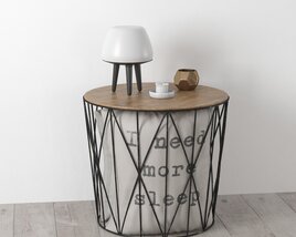 Contemporary Side Table with Decor 3D-Modell