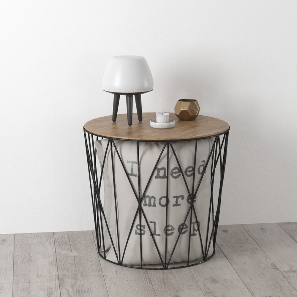 Contemporary Side Table with Decor 3D model