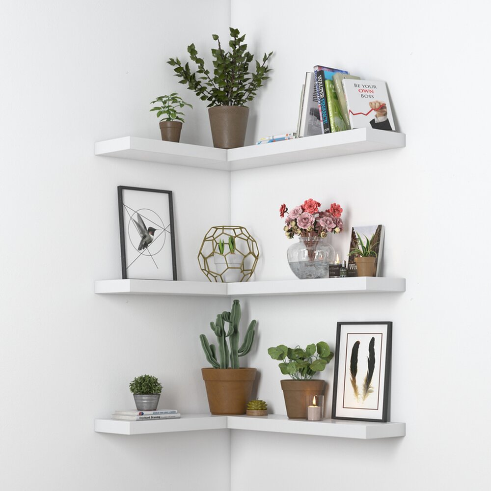 Modern Corner Wall Shelf Decor 3D 모델 