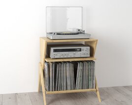 Audio Setup with Vinyl Record Collection 3D модель
