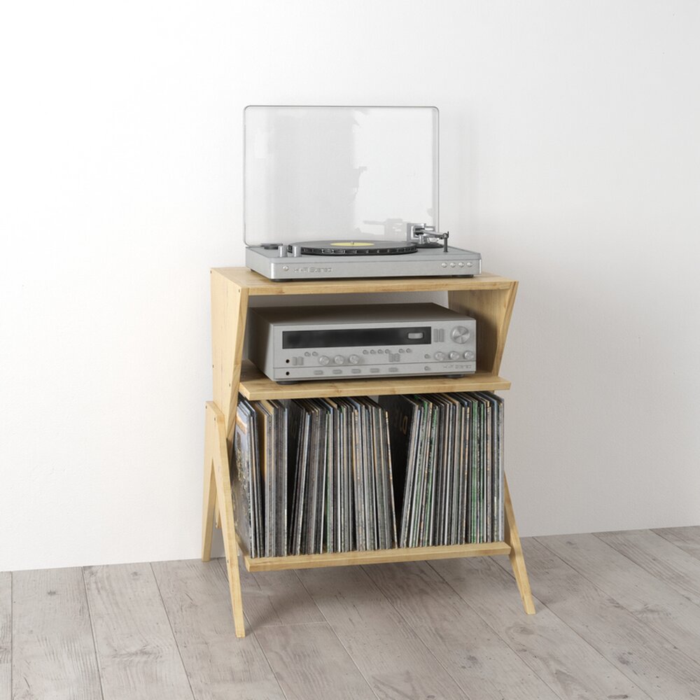 Audio Setup with Vinyl Record Collection Modello 3D