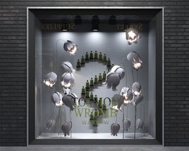 Creative Boutique Storefront with Flowers Lights Modèle 3D