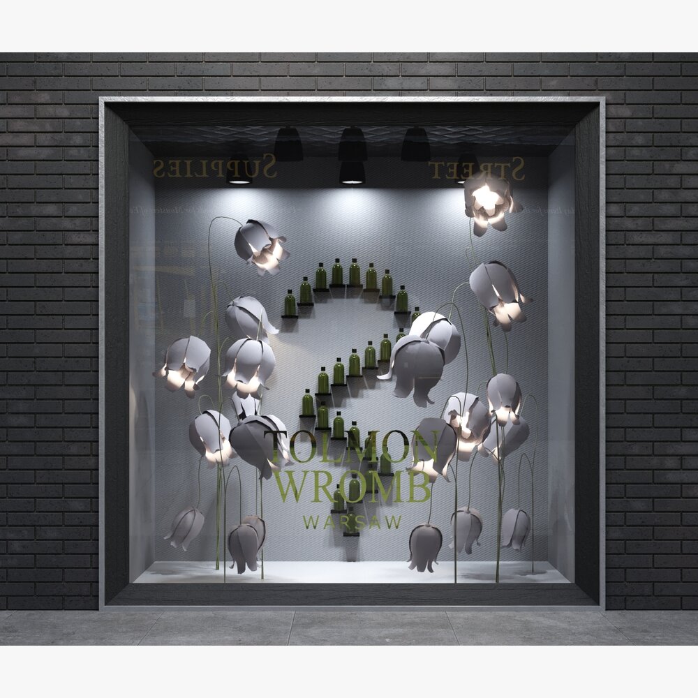 Creative Boutique Storefront with Flowers Lights 3D модель