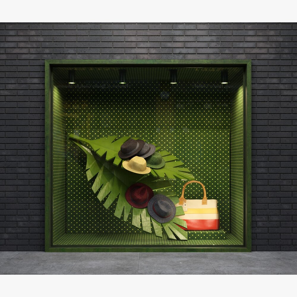 Modern Boutique of Hats and Handbag Storefront 3D model