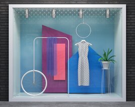 Clothing Store Showcase in Retro Style 3D 모델 