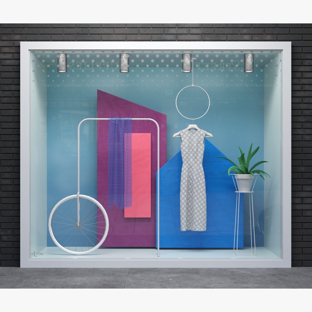 Clothing Store Showcase in Retro Style 3D 모델 