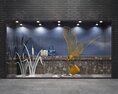Golden Dragonfly Sculpture Theme Storefront Modello 3D