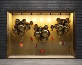 Metallic Balloons Sculptures Theme Storefront Modelo 3d