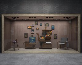 Vintage Study Room Theme Storefront Modèle 3D