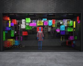 Colorful Grids Art Installation Theme Storefront Modèle 3D