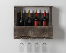Rustic Wall-Mounted Wine Rack 3D-Modell