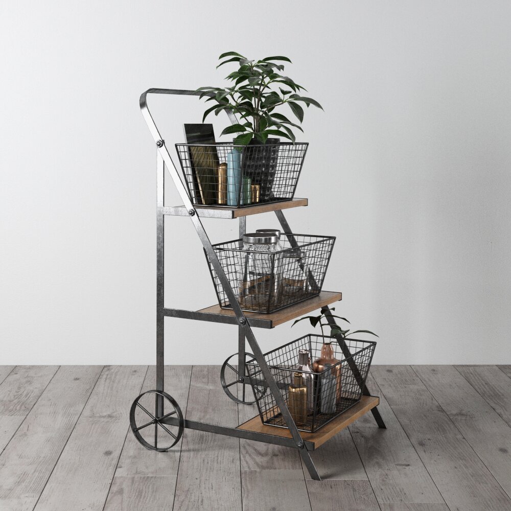 Industrial Style Rolling Cart 02 3D model