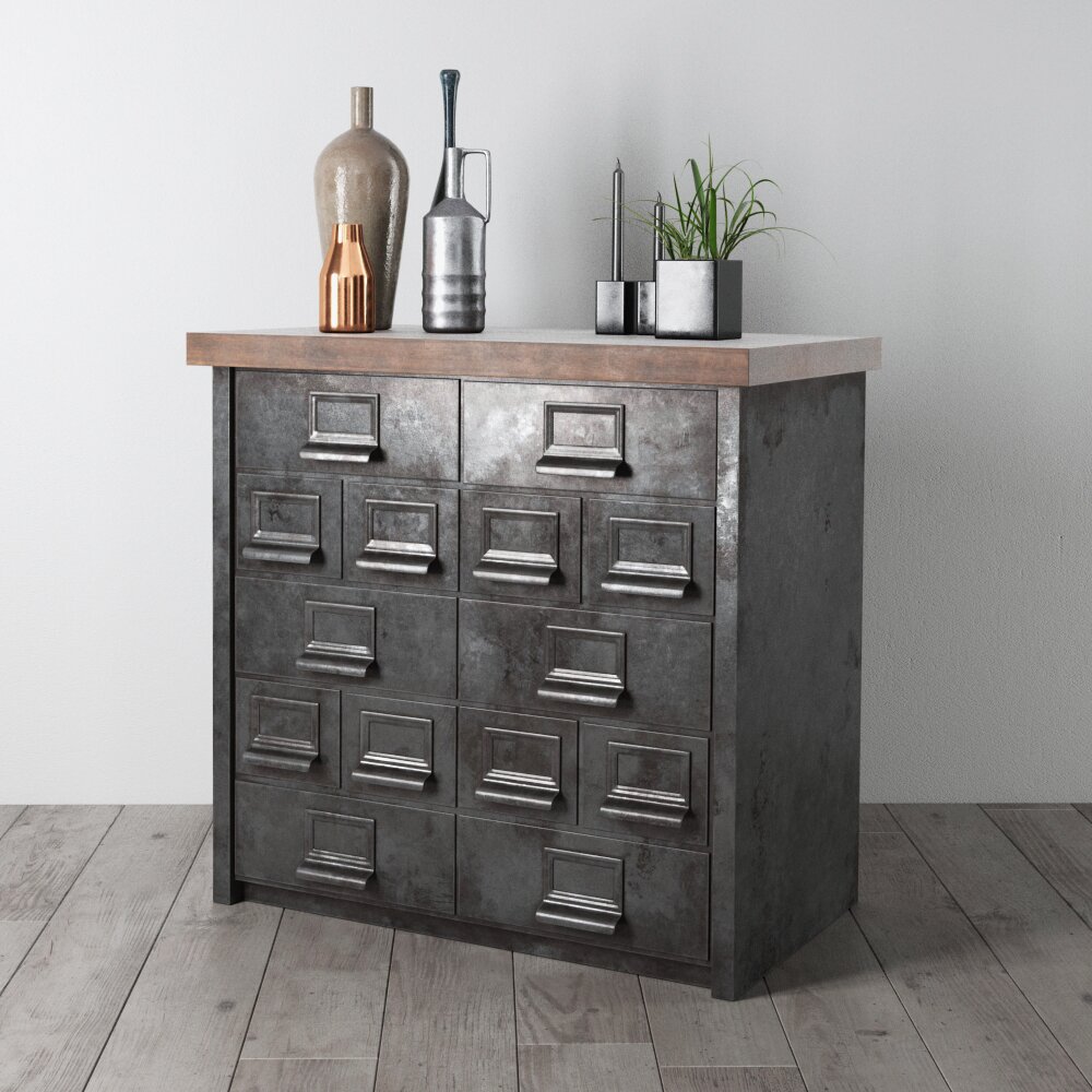 Industrial-Style Drawer Cabinet Modello 3D