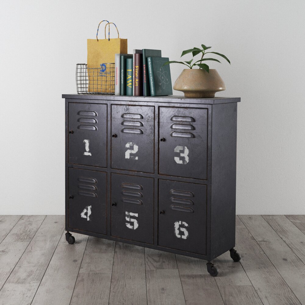 Industrial-Style Metal Cabinet 02 3D 모델 