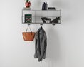 Wall-Mounted Storage Rack and Hooks 3D 모델 