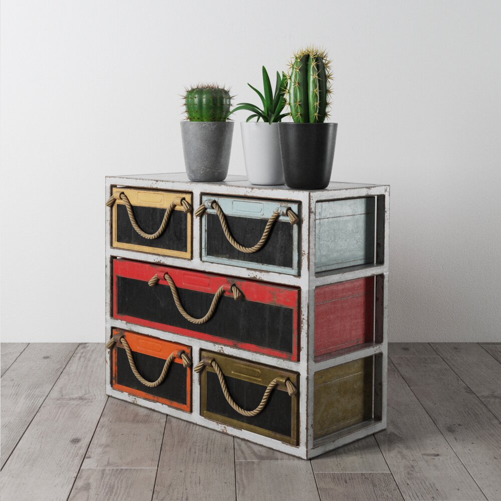 Vintage-Style Drawer Cabinet 3D model