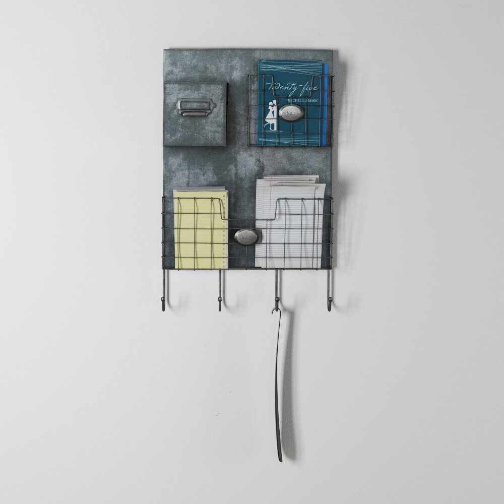 Wall Organizer with Hooks 3D model