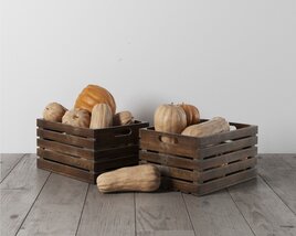 Wooden Squash and Pumpkins Display 3Dモデル