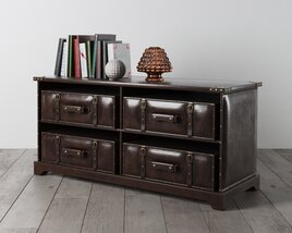 Vintage Leather Drawer Cabinet 3Dモデル