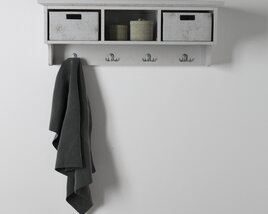 Wall-Mounted Coat Rack with Storage Modello 3D