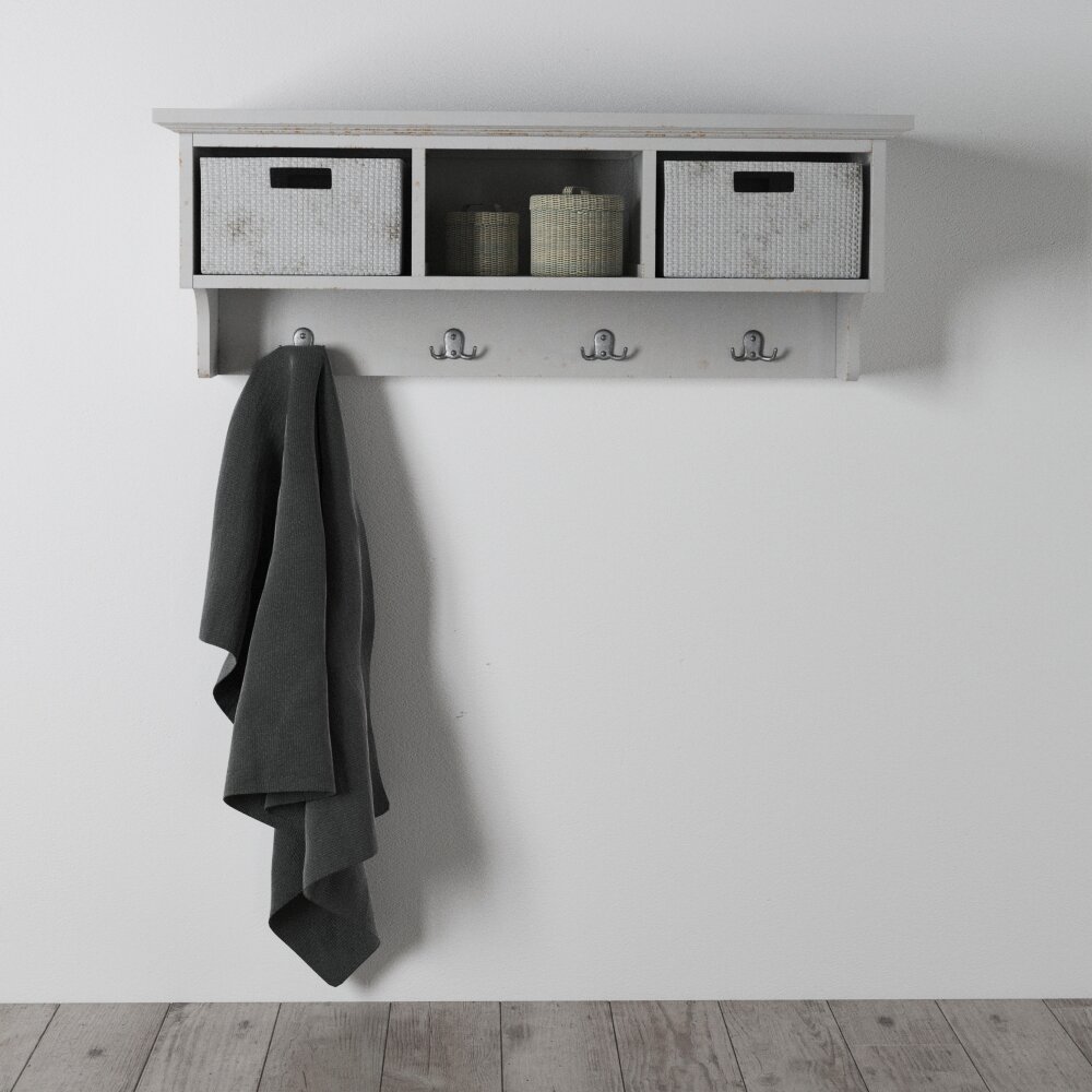 Wall-Mounted Coat Rack with Storage 3Dモデル