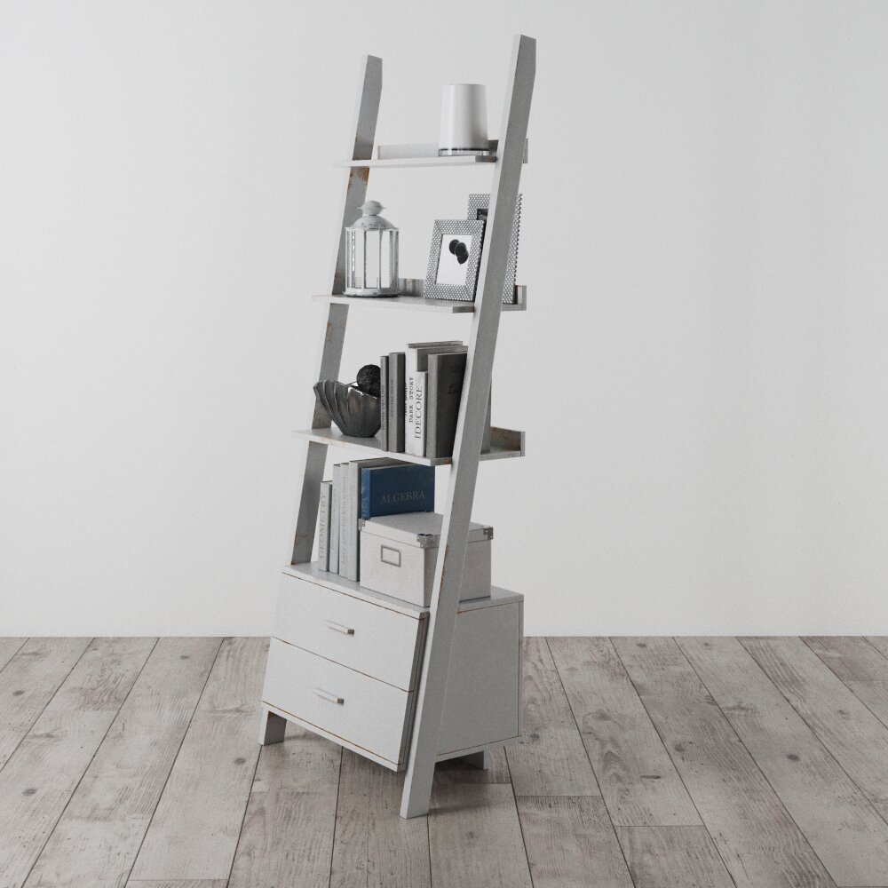 Ladder Shelf with Drawers 3D model