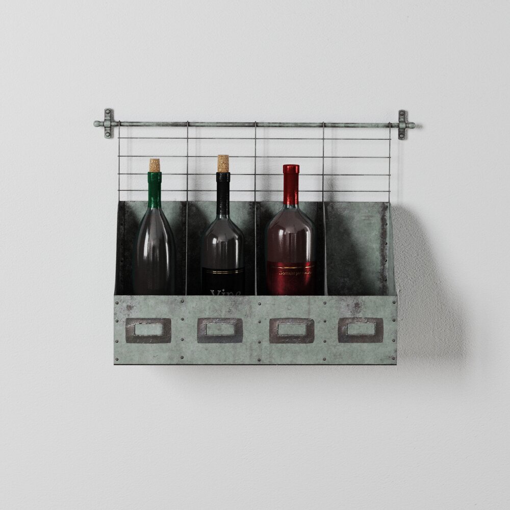 Wall-Mounted Industrial Wine Rack 3D модель
