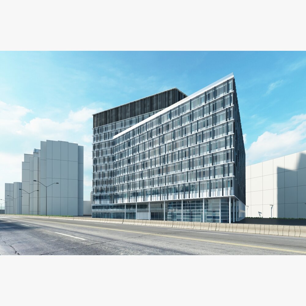 Modern Glass Office Building 3Dモデル