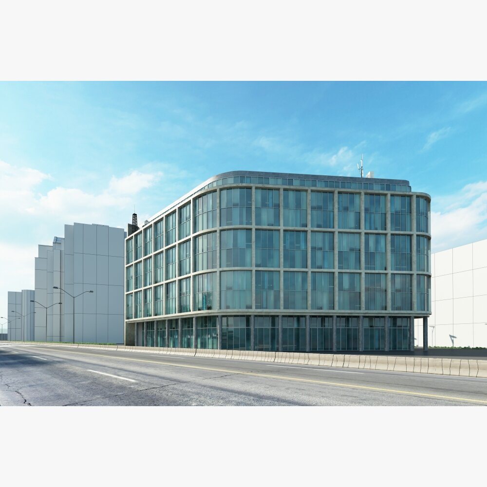 Modern Glass Office Building 02 3Dモデル