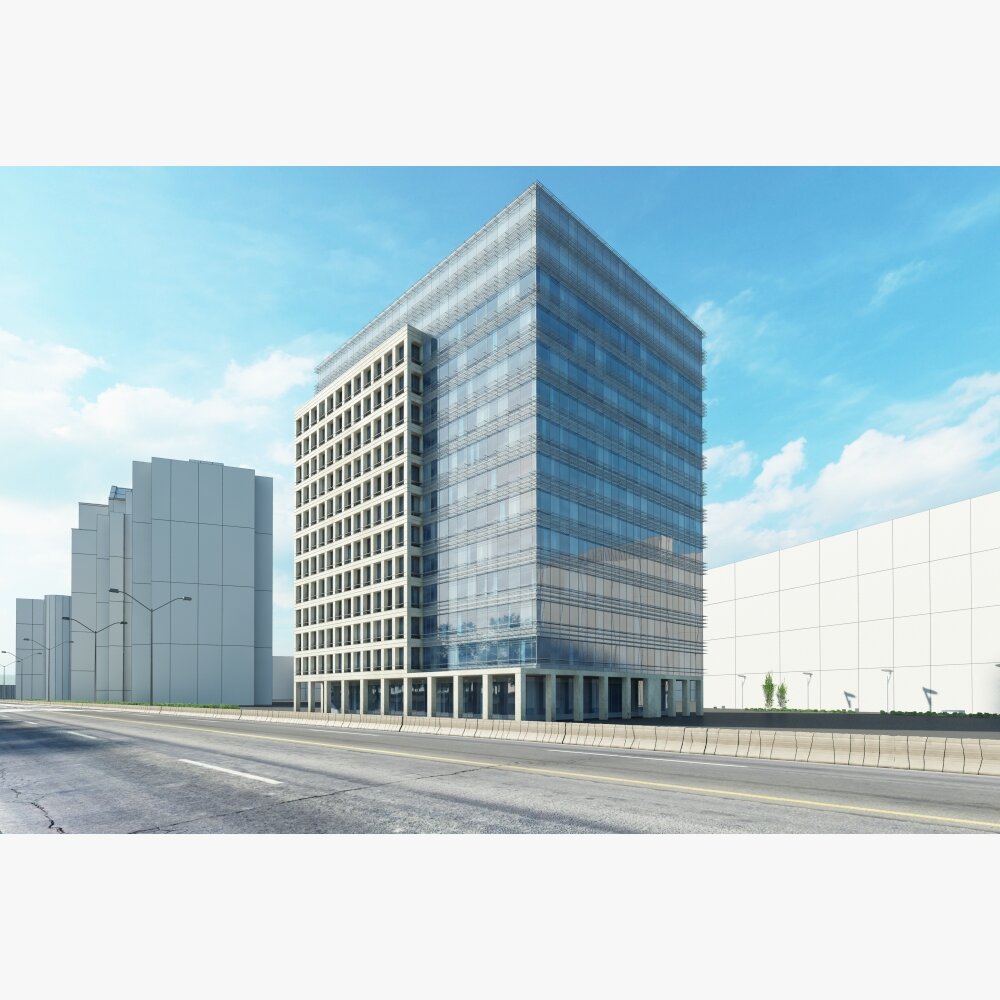 Modern Office Building Facade 03 3Dモデル