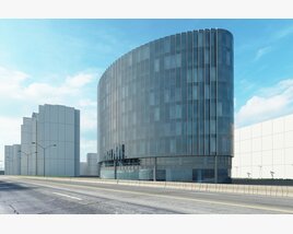 Modern Curved Glass Building Modello 3D