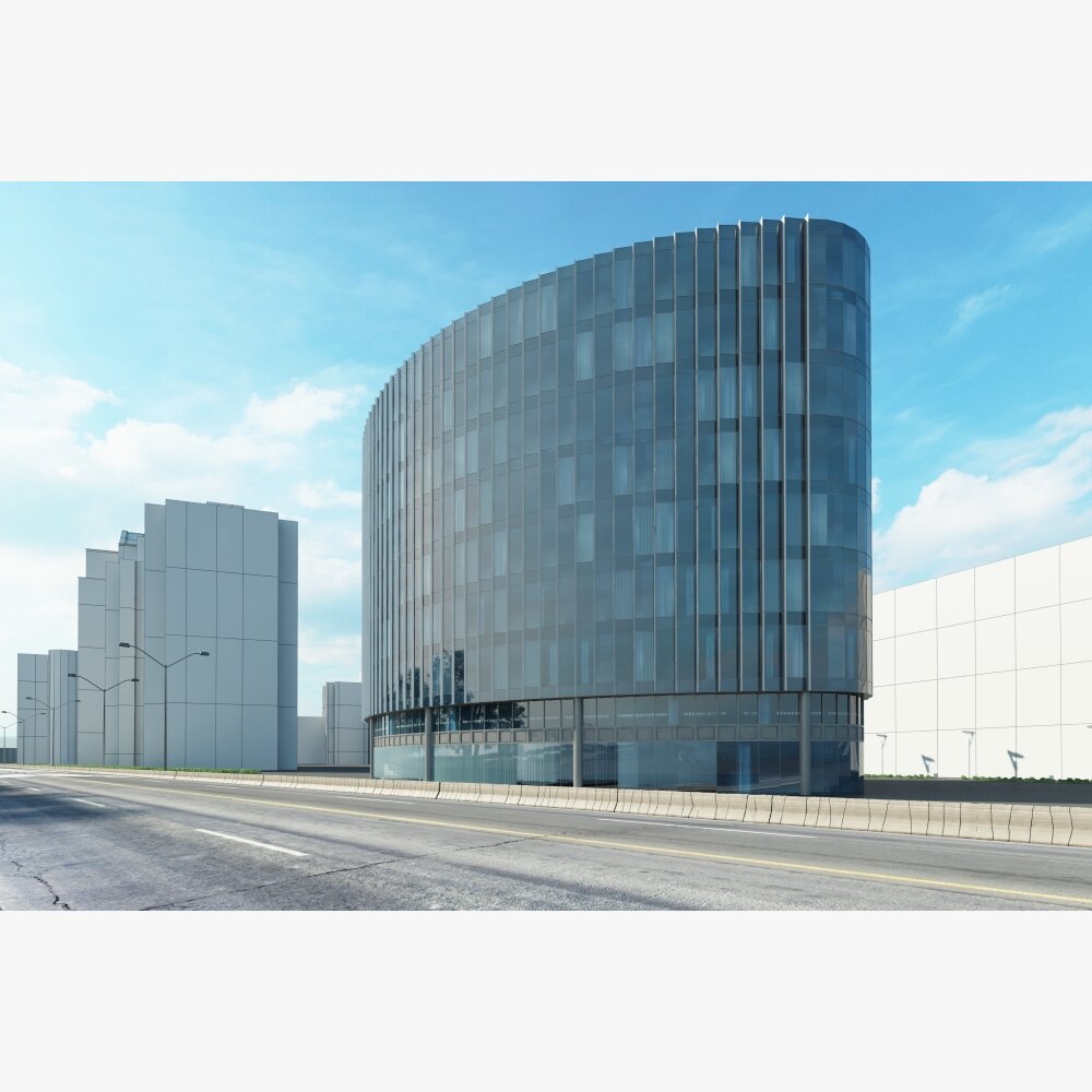 Modern Curved Glass Building 3Dモデル