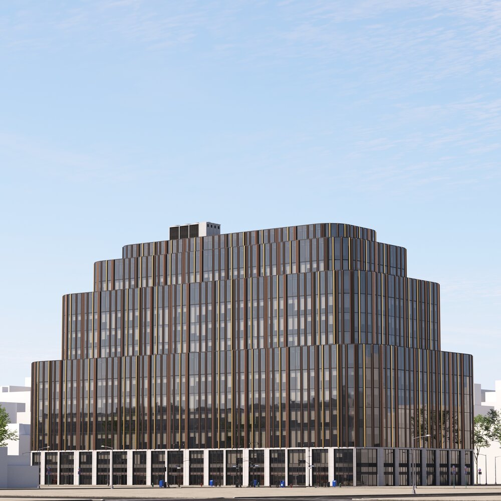 City Modern Office Building Facade 3D 모델 