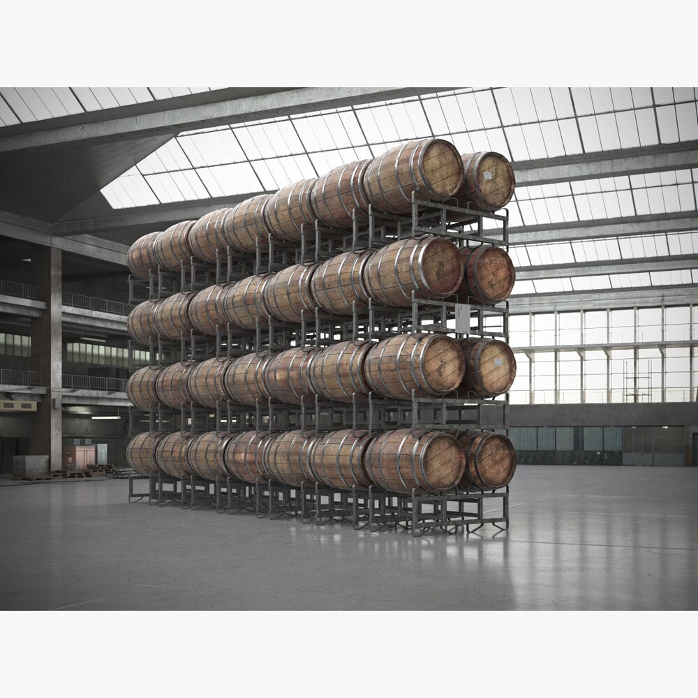 Stacked Wooden Barrels 3D-Modell