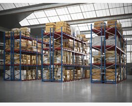 Warehouse Shelving System 3D 모델 