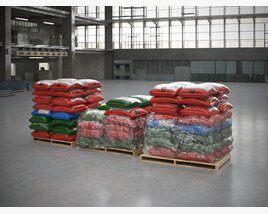 Pallets of Bagged Industrial Material 3D-Modell