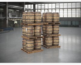 Warehouse Barrels Modelo 3D