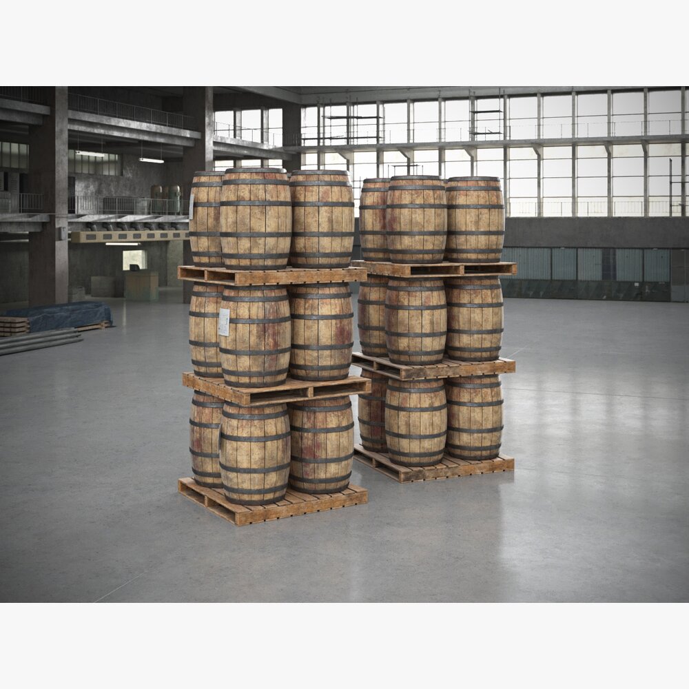 Warehouse Barrels 3D 모델 
