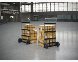 Small Cart with Boxes 3D-Modell