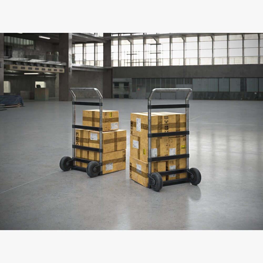 Small Cart with Boxes Modello 3D